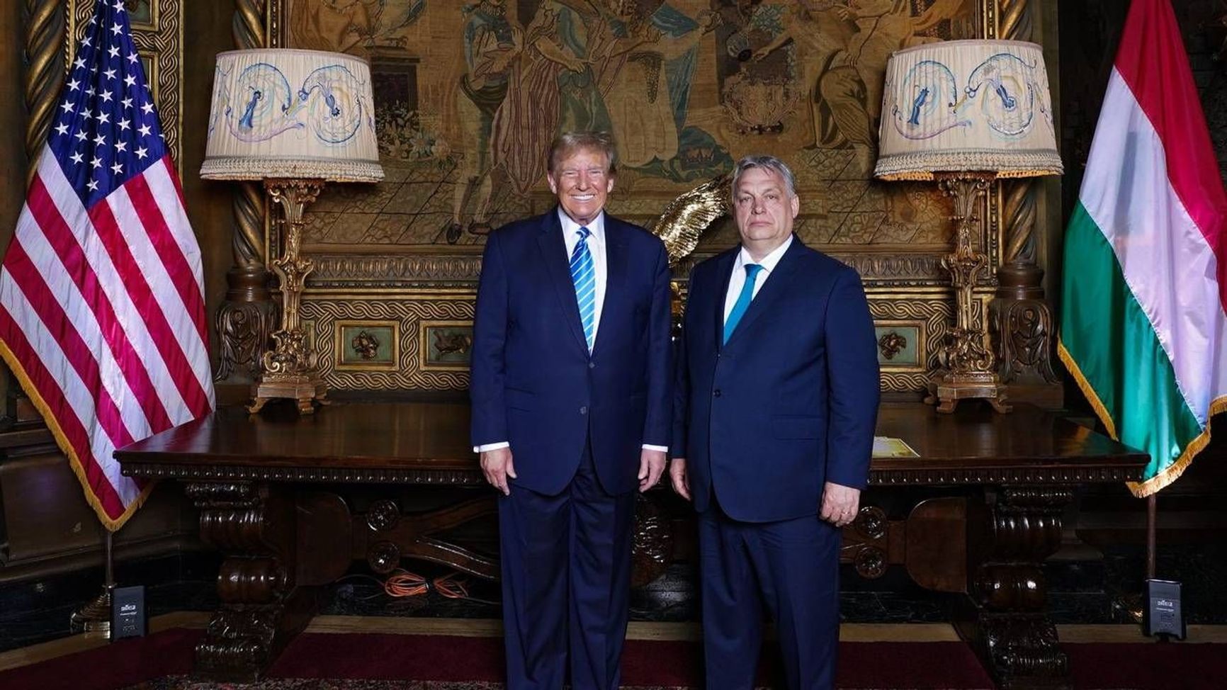 Trump at a meeting with Viktor Orban