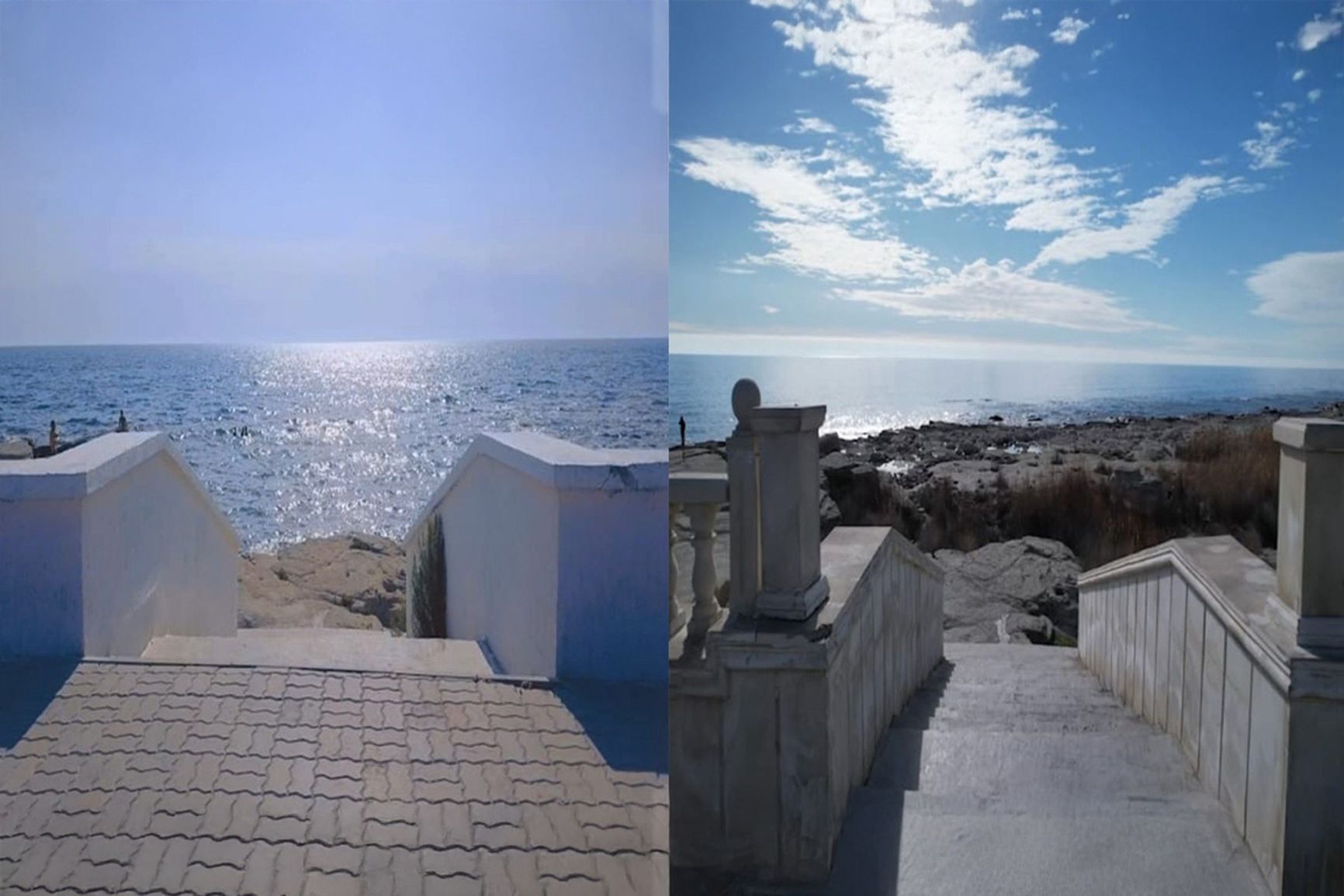 Coastline of Aktau: left — 2018, right — 2025
